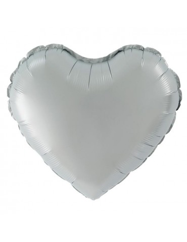 1Balon Serce srebrne matowe 460180 foliowe 18 cali