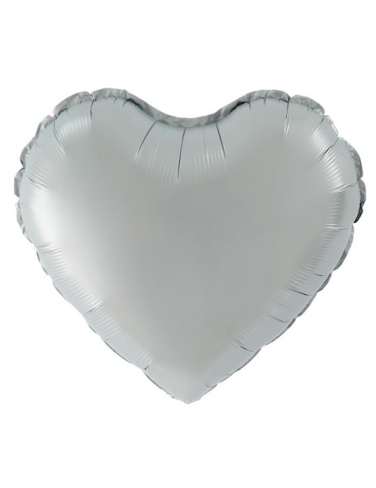 1Balon Serce srebrne matowe 460180 foliowe 18 cali