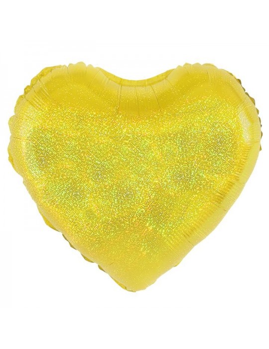 1Balon Serce złote 460276 foliowe holograficzne 18 cali