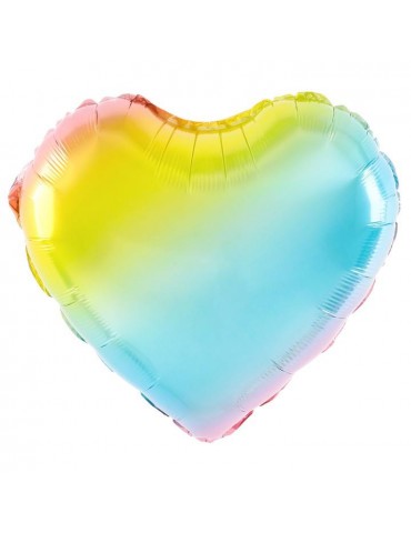 1Balon Serce kolorowe tęczowe 460018 foliowe 18 cali