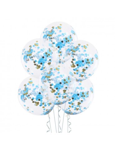 1Balony z konfetti niebiesko-złoty400105 zestaw 4szt, 12 cali