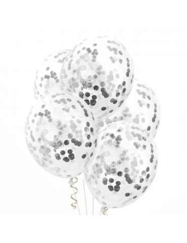 1Balony z konfetti srebrnym 4szt. 400108 zestaw 12 cali