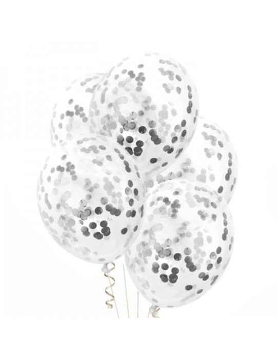 1Balony z konfetti srebrnym 4szt. 400108 zestaw 12 cali