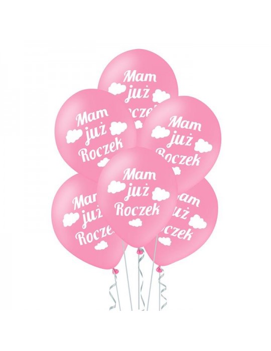 1Balony Mam roczek różowe chmurki 400538 zestaw100 szt, 12 cali