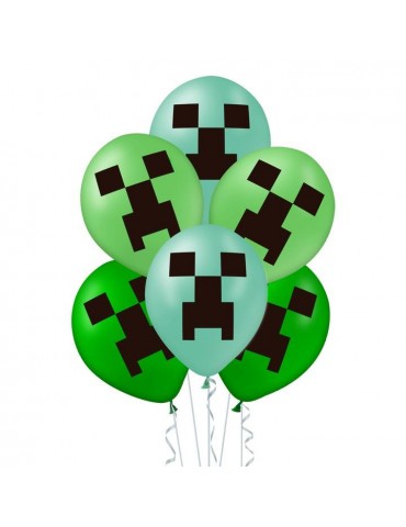 1Balony TNT zielone 12szt 400576 zestaw gamingowy Mine 12cali