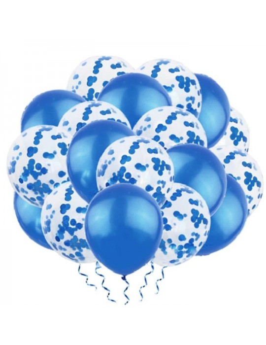1Balony niebieskie z konfetti 20sz400878 zestaw 12 cali miks