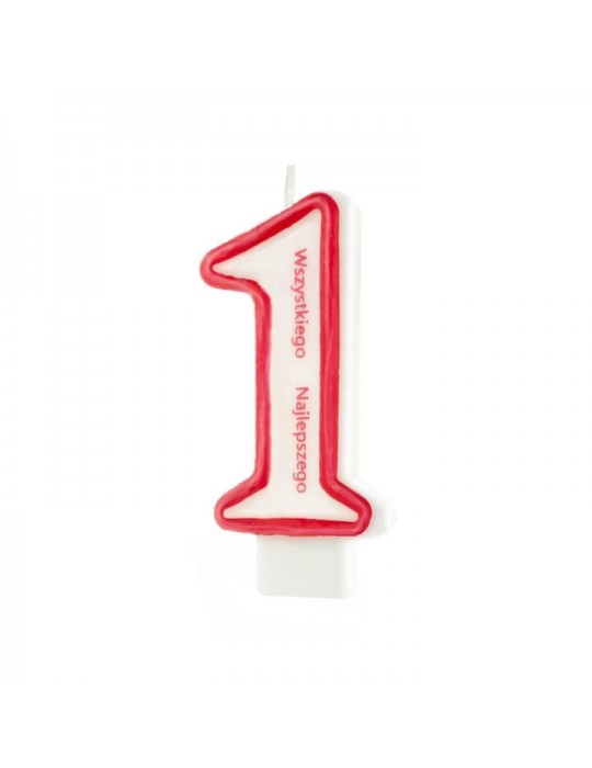 1Świeczka urodzinowa cyferka 1 026341 z napisem Wszystkiego Najlepszego