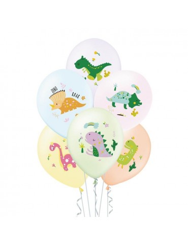 1Balony Dinozaury 6szt 400854 z nadrukiem 12 cali