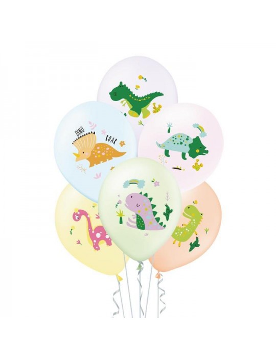 1Balony Dinozaury 6szt 400854 z nadrukiem 12 cali