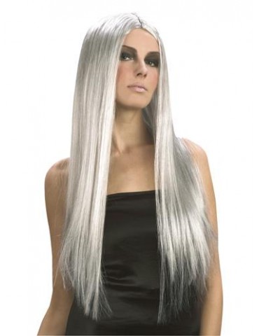 Peruka Długa Siwa Czarownicy LUX CP043