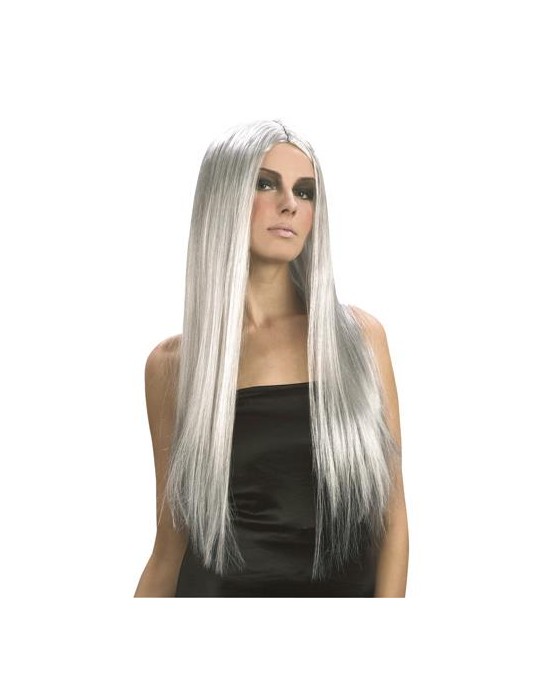 Peruka Długa Siwa Czarownicy LUX CP043