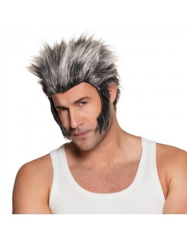 1Peruka Męska Wilkołak Szara Siwa 85989B Z