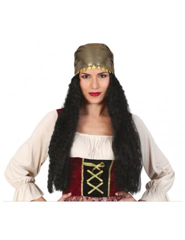 1Peruka Cyganka Tancerka 4247BZ długie włosy z chustą