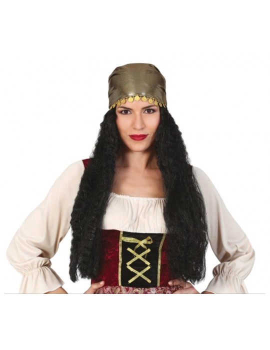 1Peruka Cyganka Tancerka 4247BZ długie włosy z chustą