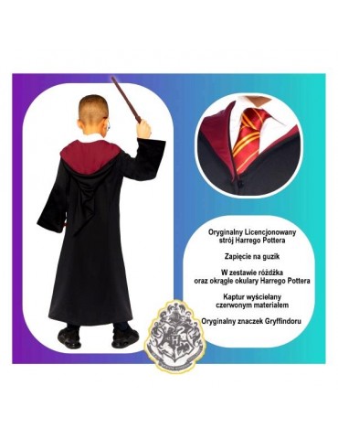 1Strój Harry Potter 110/116 9911794 Zestaw Gryffindor Kostium Różdżka Okulary