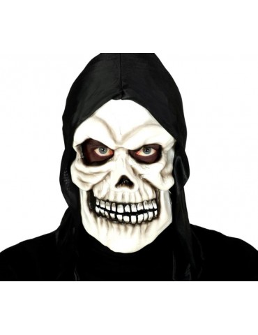 1Maska Czaszka LUX z kapturem 2874BZ Twarz Halloween z zębami biała