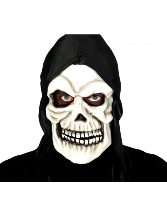 1Maska Czaszka LUX z kapturem 2874BZ Twarz Halloween z zębami biała