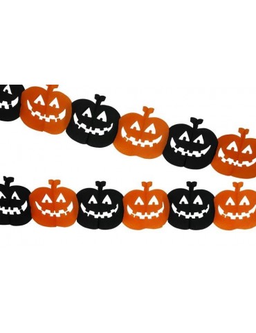 1Girlanda Dynie Hallowen 22x300cm 8892 pomarańczowo-czarna papierowa