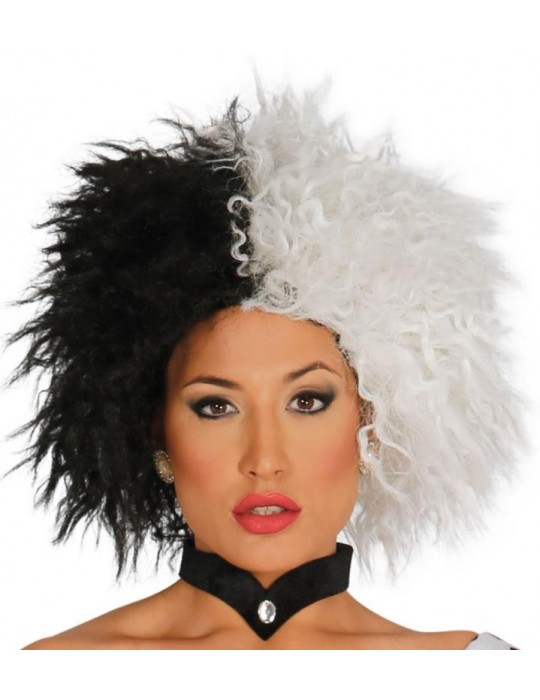 1Peruka Kruella Cruella Demon 4857BZ biało czarna