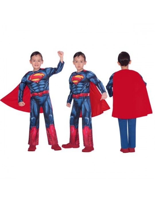 1Strój Superman DeLuxe 110/116 9906070 Licencjonowany z mięśniami