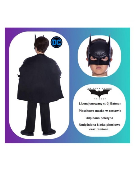 1Strój Batman DeLuxe 110/116 9906062 Dark Knight Licencjonowany z mięśniami