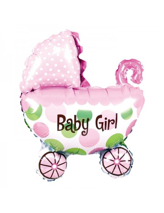 Balon foliowy wózek 460154 dla dziewczynki urodziny Baby Girl 460154 80x67cm