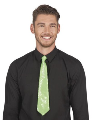 Krawat z cekinami ZIELONY 40cm 52950Z
