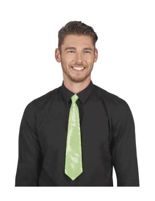 1Krawat z cekinami ZIELONY 40cm 52950Z