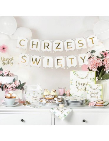 1Banner Chrzest Święty 160 cm 127711 Girlanda Napis na Chrzciny 13 flag liter