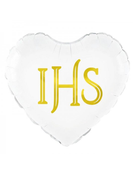 1Balon Foliowy Serce IHS 45 cm 127575 Komunia Święta