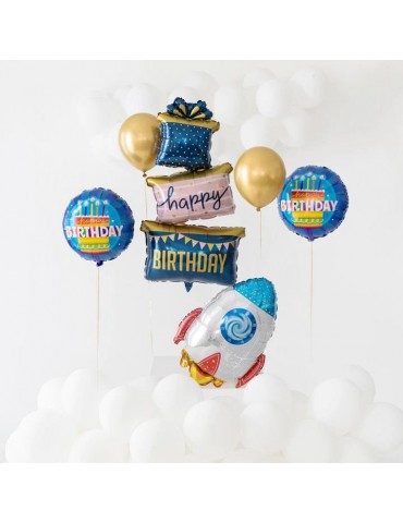 Balon Foliowy Rakieta 128220 Kosmos Wszechświat Planety 56cm x 75cm ,