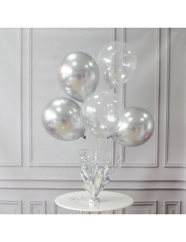 1Ciężarek do Balonów z Patykami 511264 Stojak na balony Srebrny Urodziny Chrzciny Pierwsza Komunia
