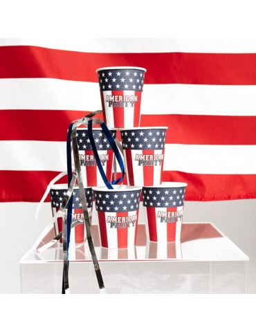 1Kubeczki papierowe USA 10szt 44974 urodzinowe imprezowe Ameryka 210ml