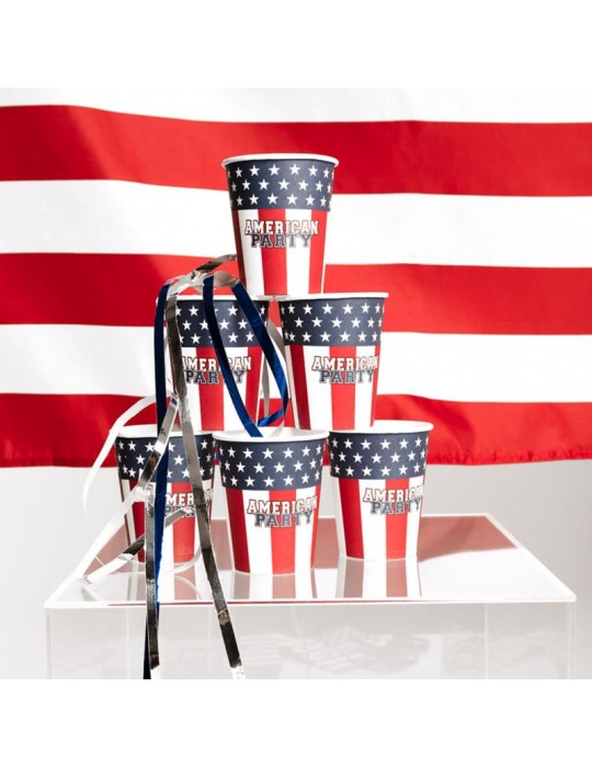 1Kubeczki papierowe USA 10szt 44974 urodzinowe imprezowe Ameryka 210ml