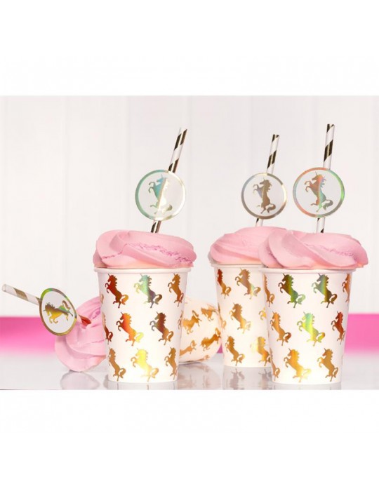 1Kubeczki urodzinowe Jednorożec 50011 papierowe Unicorn 10szt 210ml