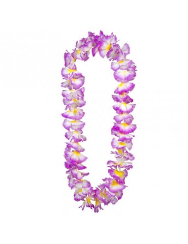 1Kwiaty Hawajskie Fiolet OLULU 52412F z różowym środkiem naszyjnik hawajski girlanda