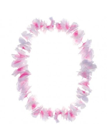 1Kwiaty Hawajskie Białe OLULU 52412B z różowym środkiem naszyjnik hawajski girlanda