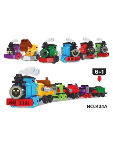 1Klocki Kolejka Niebieska K34-1A Pociąg Ciuchcia Parowóz