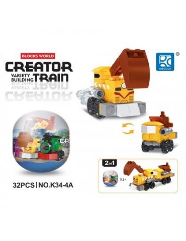 1Klocki Kolejka Żółta K34-4A Pociąg Ciuchcia Parowóz