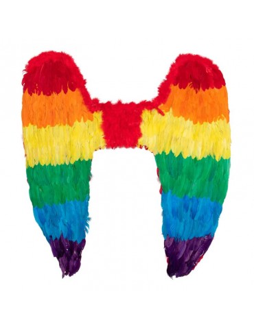1Skrzydła Anioła XXL Tęczowe 120cm 52836 LGBT z piór Parada równości 120cm