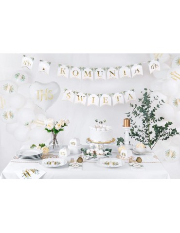 1Banner Pierwsza Komunia Święta 127643 Girlanda Napis z Eukaliptusem 250cm