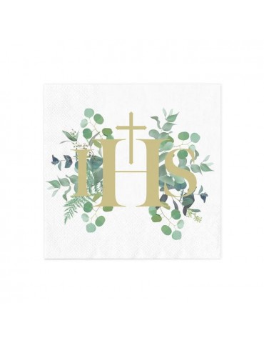 1Serwetki Komunia Święta IHS 127667 Eukaliptus 20szt