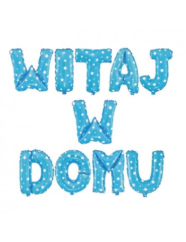 1Balony Foliowe WITAJ W DOMU 460388 napis turkusowy w gwiazdki