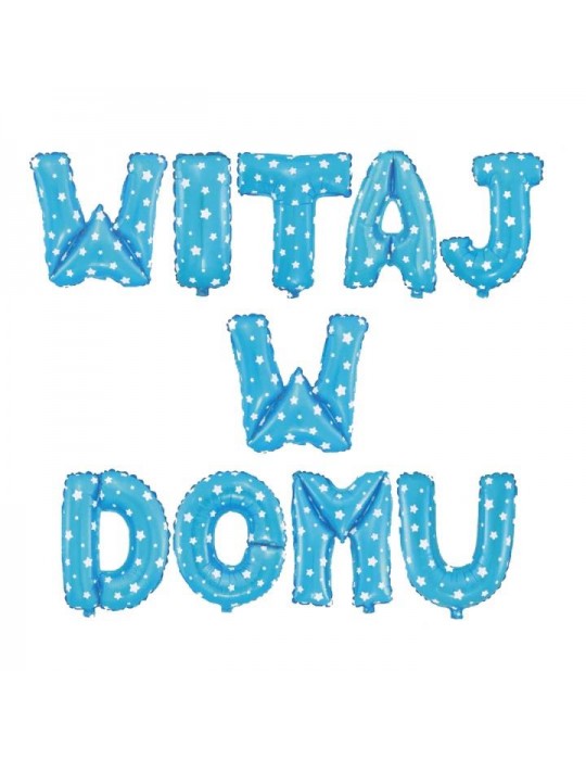 1Balony Foliowe WITAJ W DOMU 460388 napis turkusowy w gwiazdki
