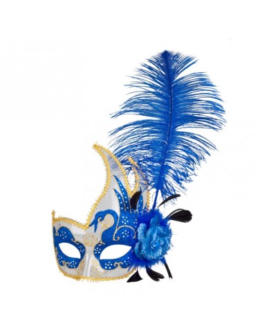 1MASKA WENECKA Niebieska 00340N SUPER Z PIÓREM