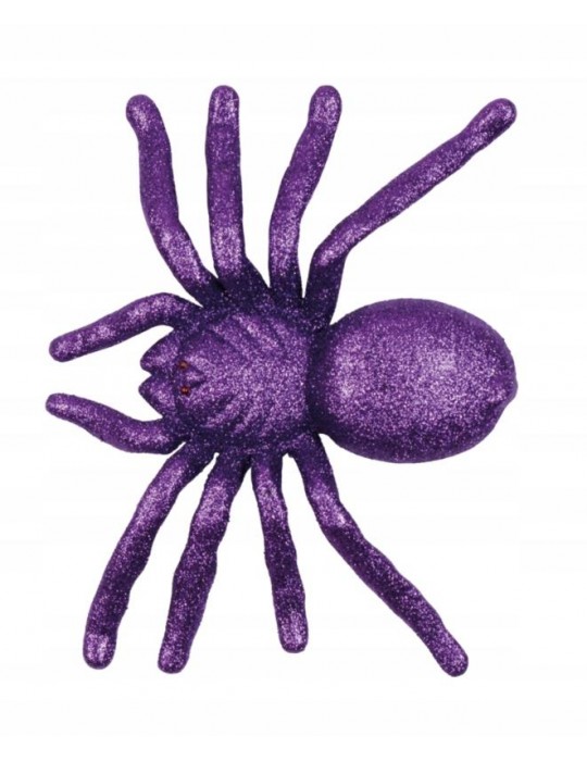 1Pająki duże brokat fioletowe 74574F 16x20cm pająk 1 szt. dekoracja Halloween