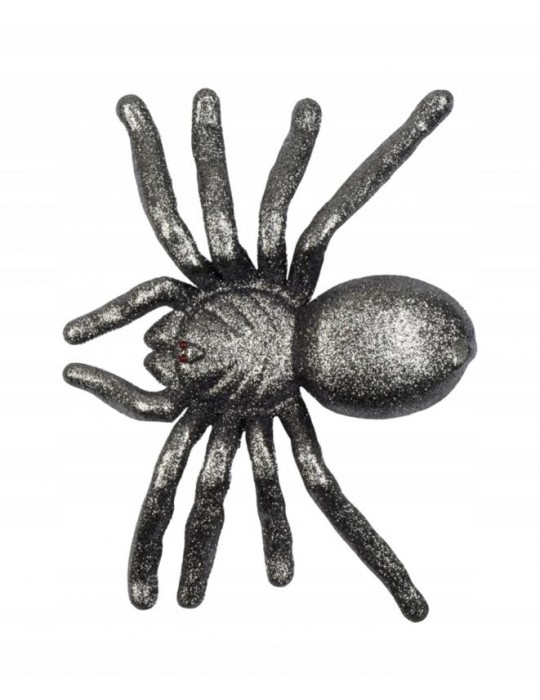 1Pająki duże brokat szary 16x20cm74574SZ pająk 1 szt. dekoracja Halloween