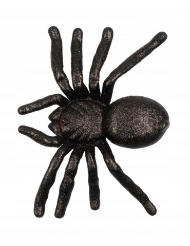 Pająki duże brokat czarny 16x20cm 74574C pająk 1 szt. dekoracja Halloween