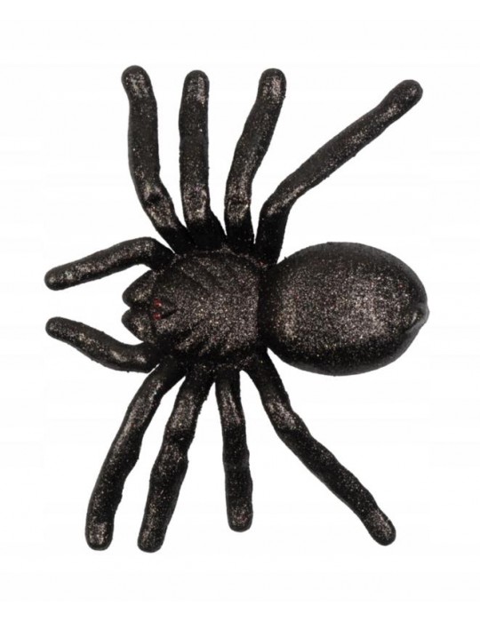1Pająki duże brokat czarny 16x20cm74574C pająk 1 szt. dekoracja Halloween