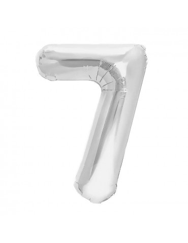 1Balon foliowy Cyfra 7 srebna 450009 100cm liczba urodziny przyjęcia okazje